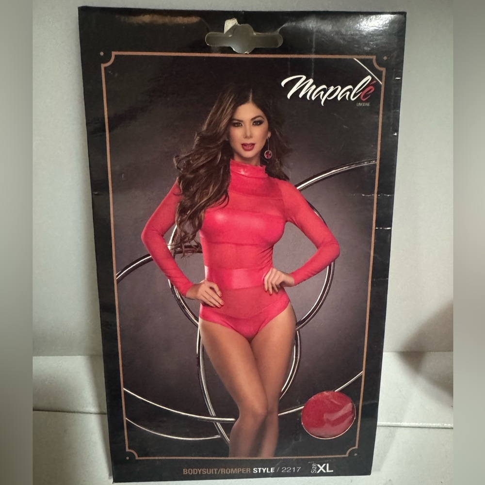 Mapale Women's Red Sheer Bodysuit